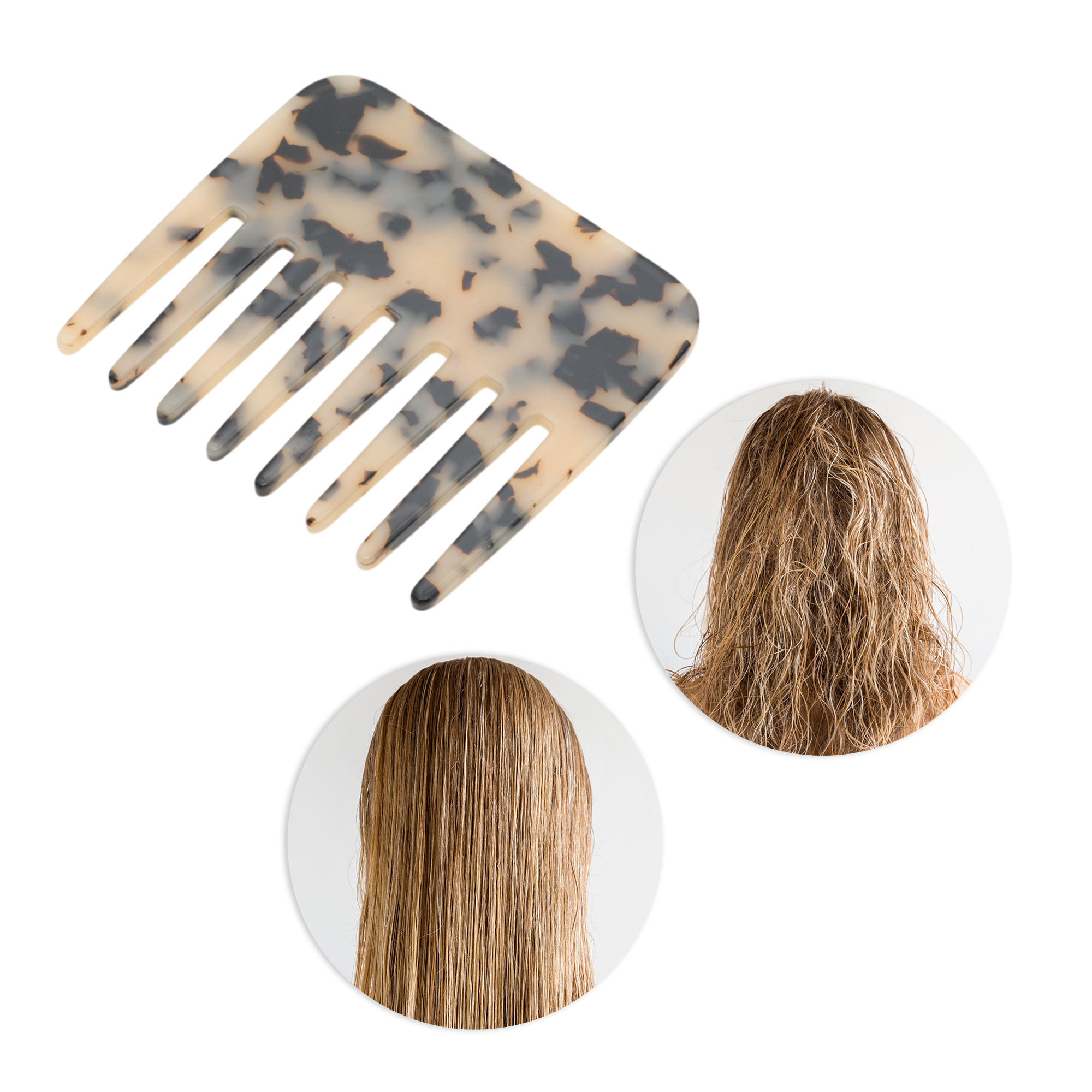 Unique Bargains 1 Pc Portable Marble Wide Tooth Comb for All Hair Types Styles Light Brown