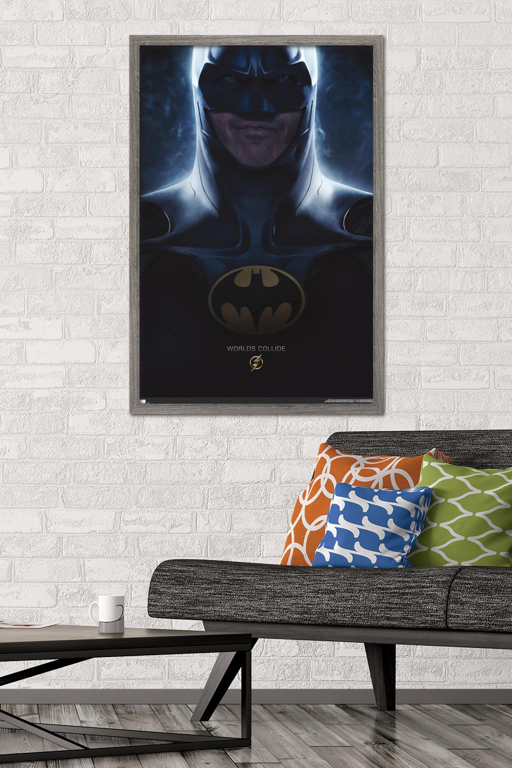 DC Comics Movie The Flash - Batman One Sheet Wall Poster, 22.375" x 34" Framed