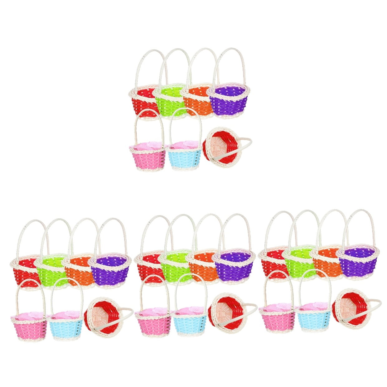 unbranded 24 pcs  Small Woven Baskets with Handle Easter Egg Baskets Candy Baskets Flower Baskets