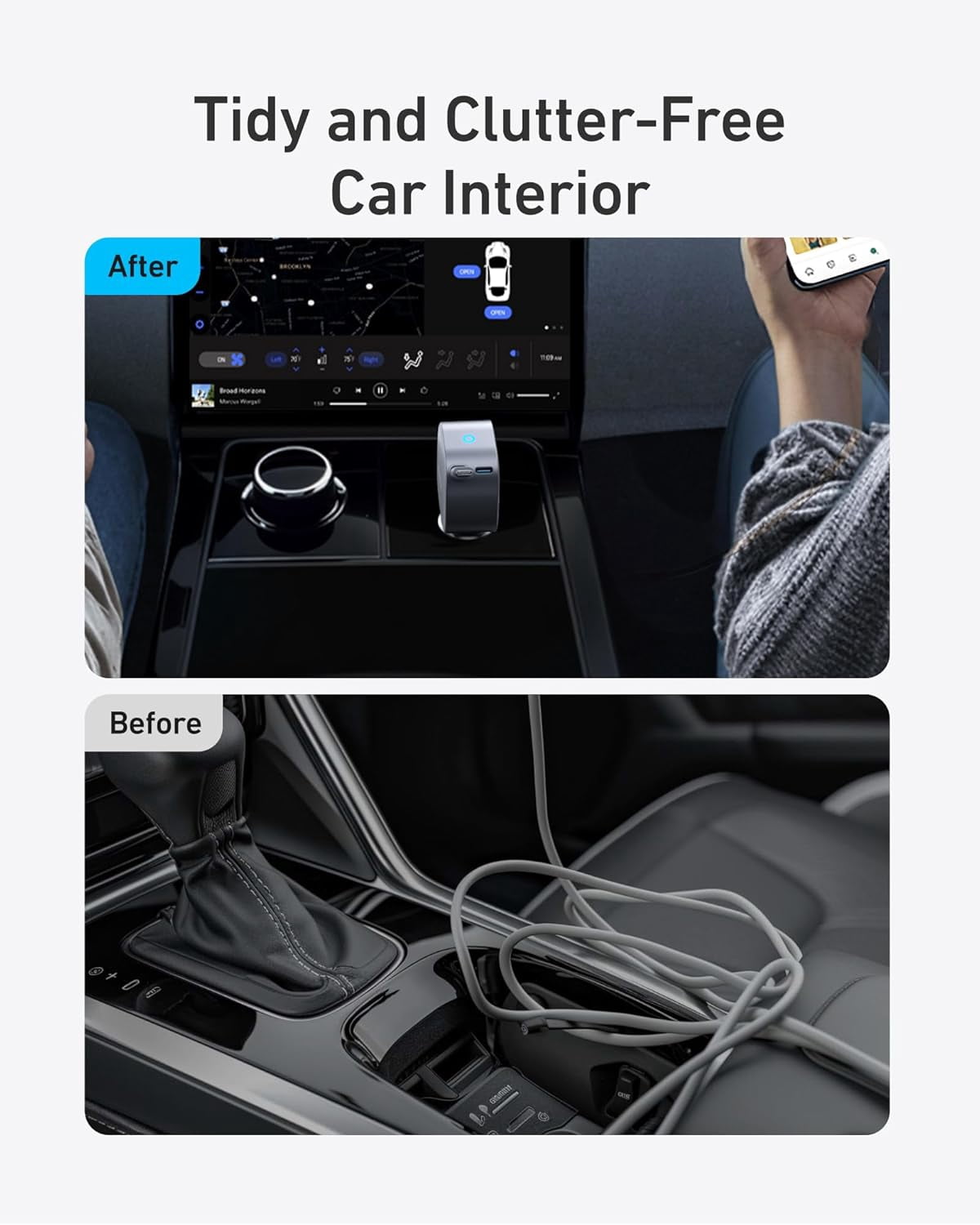 Anker USB-C Car Charger, 75W Max Ultra-Compact Type-C Fast Car Charger with Built-in Retractable Cable Car Adapter