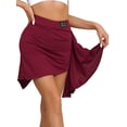 thumbnail image 5 of CHICTRY Womens Latin Rumba Dance Costume Ruffles Ruched Side Skirt Solid Color Shirring Dance Skirt Burgundy XL, 5 of 7