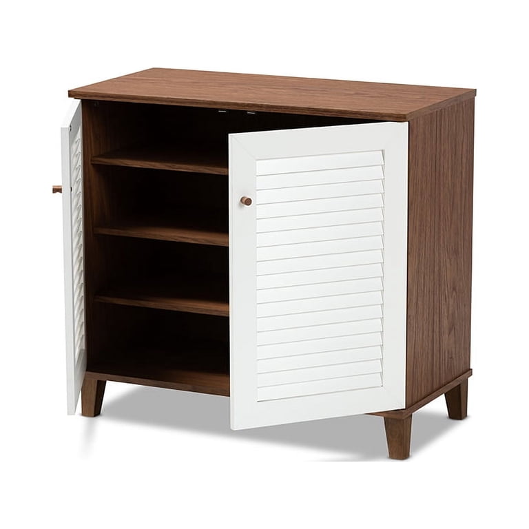 Coolidge Modern and Contemporary White and Walnut Finished 4-Shelf