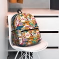 thumbnail image 5 of Pofeuu Retro Summer Stamp Print Laptop Backpack Travel Canvas Backpack for School Lightweight and Comfortable Backpack College Backpack Schoolbag, 5 of 6
