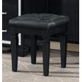 thumbnail image 1 of Wooden Vanity Stool With Faux Leather Tufted Seat, Black, 1 of 1