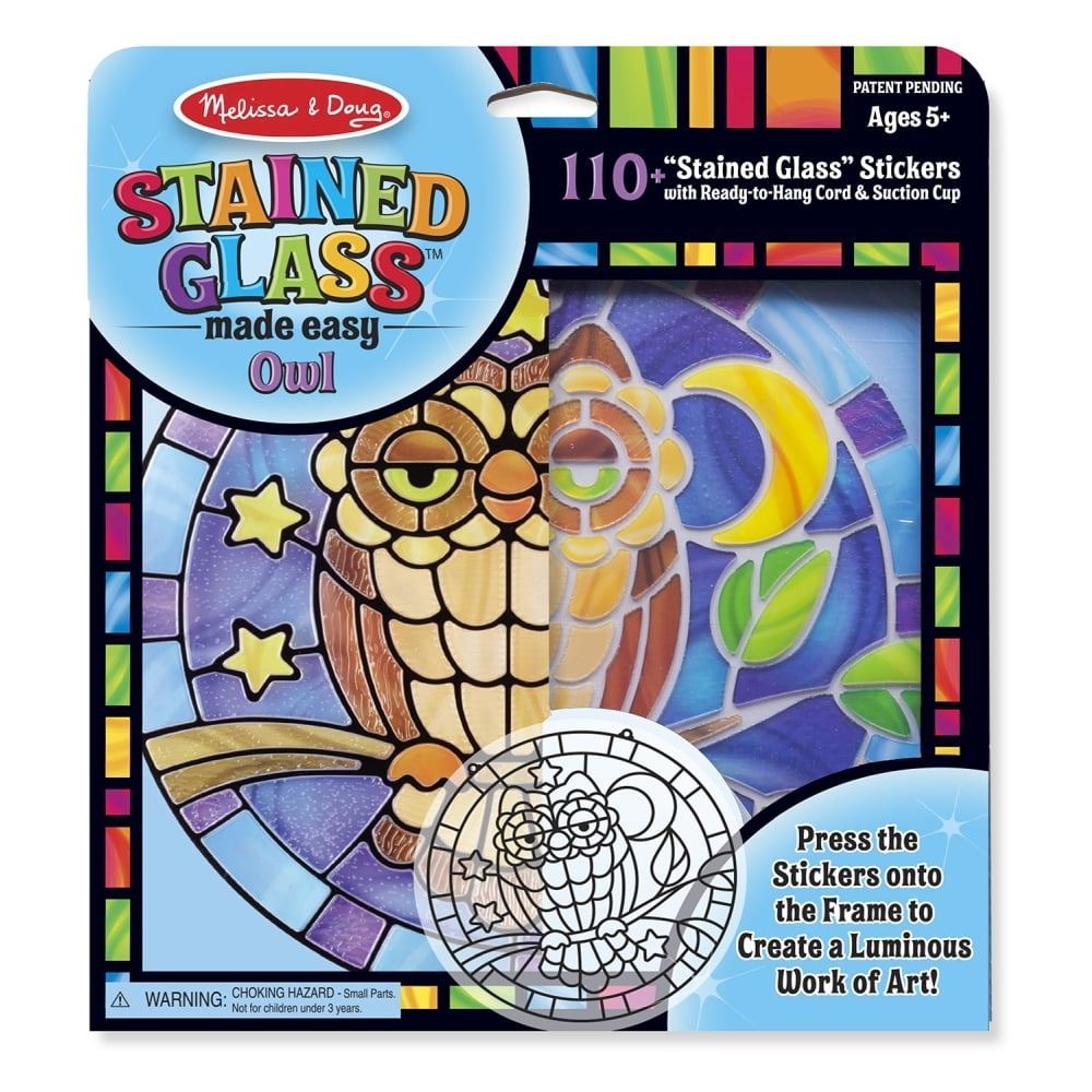 Melissa & Doug Stained Glass Made Easy Craft Kit Owl 110+ Stickers