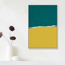 IDEA4WALL Framed Canvas Prints Wall Art Torn Green & Yellow Textured Color Field for Living Room, Bedroom, Office Ready to Hang - 16x24 inches