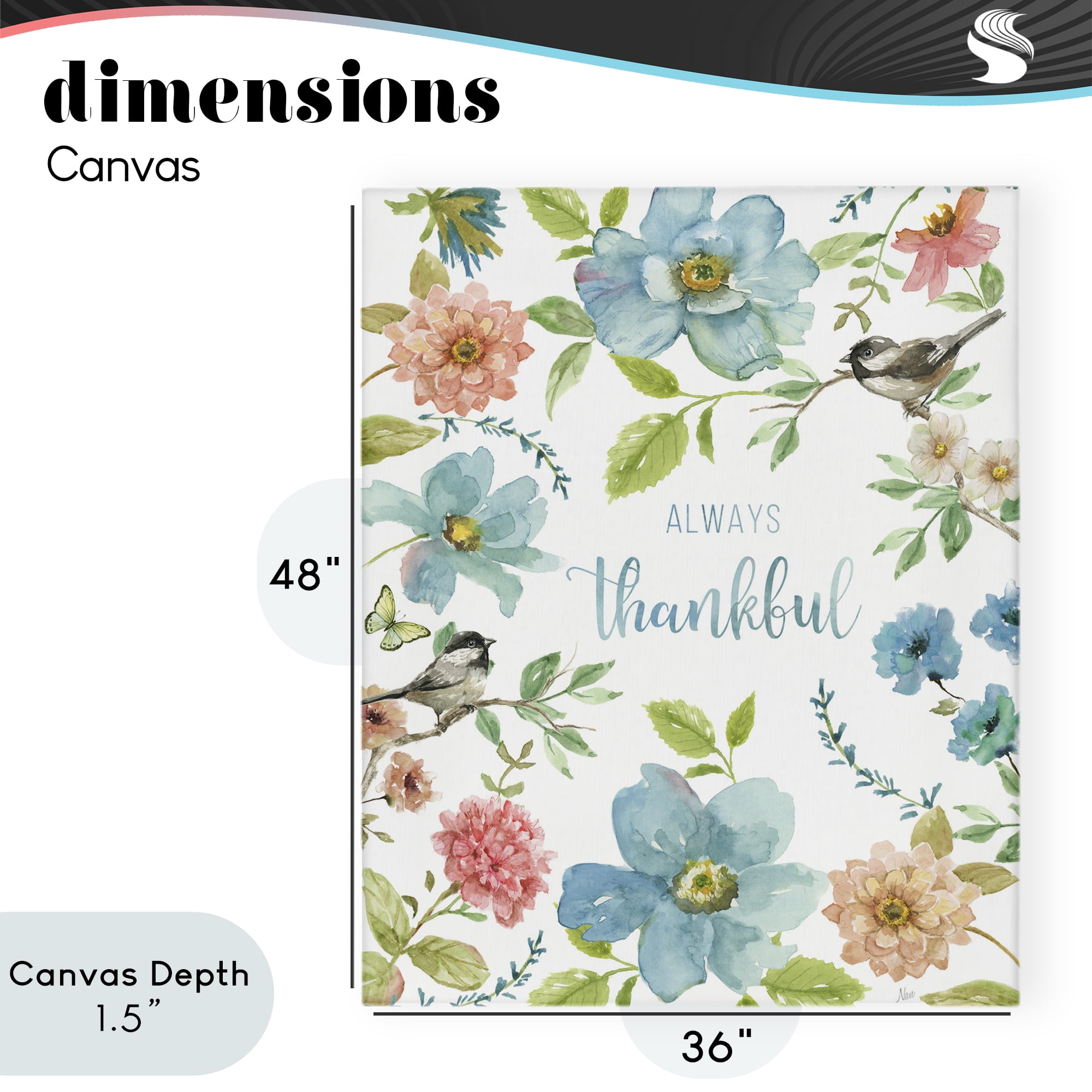 Stupell Industries Always Thankful Pink & Blue Canvas Wall Art, design by Nan