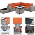 thumbnail image 3 of Ovios 7 Pieces Outdoor Patio Furniture with 30 inch Fire Pit Table All Weather Wicker Sectional Set for Porch, 3 of 6