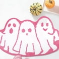 thumbnail image 4 of Pink Halloween Bath Mat Ghost Tufted Rug Goth Spooky Bathroom Mat Non-Slip Floor Bathmat for Indoor Kitchen Bedroom Plush Rug Soft Absorbent Bath Tub Carpet Halloween Supplies, 4 of 6