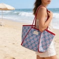 thumbnail image 6 of Breathable Openwork Mesh Fabric, 22.44 Inch Large Capacity Beach Bag, Colour Blocked Travel Organiser, for Summer Holiday Shoppers, 6 of 7