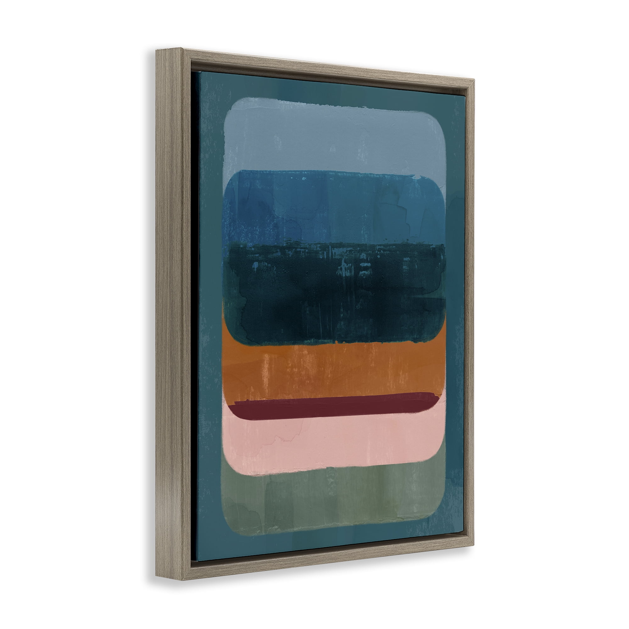 Stupell Industries Southwestern Inspired Pattern Abstract Painting Brown Floater Framed Canvas Art Print Wall Art, 17 x 21