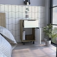 thumbnail image 2 of Knubmt Wood Nightstand with 1 Cabinet and 1 Drawer, Beside Table for Home, Bedroom, White + Brown, 2 of 6