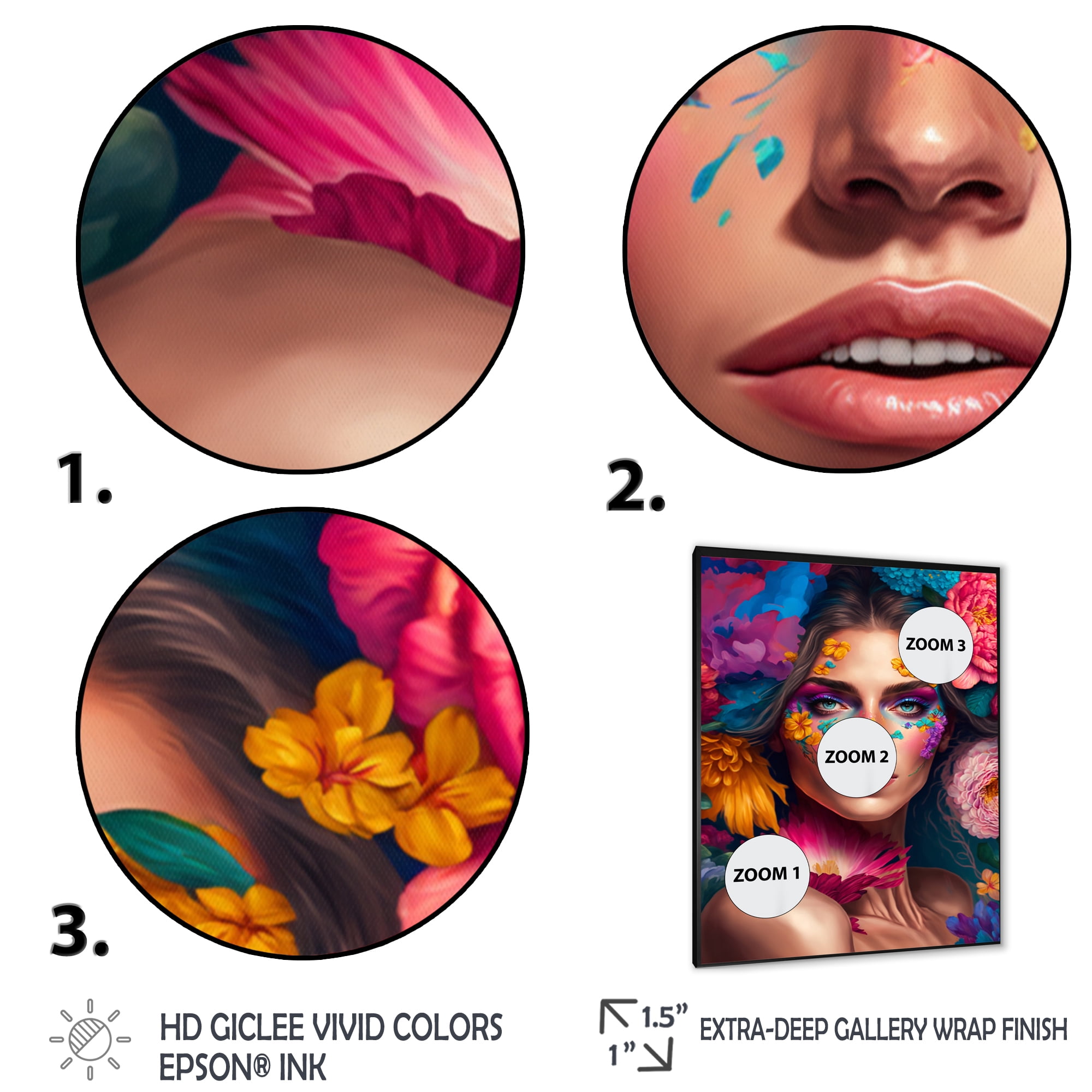 Designart Floral Sensual Woman Portrait IV Framed Wall Art