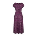 thumbnail image 4 of Summer Dress Saving! Dresses for Women Chiffon Summer Casual Print V-Neck Short Sleeve Long Dress Purple M, 4 of 5