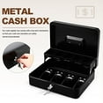 thumbnail image 3 of Phenofice 1Set Heavy Duty Cash Box Black Iron Secure Lock Money Safe Box with Divided Cash Trays, 3 of 6