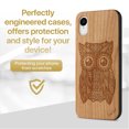 thumbnail image 2 of Case Yard Wooden Case Outside Soft TPU Silicone, Slim Fit Shockproof Wood Protective Phone Cover for Girls Boys Men and Women, Supports Wireless Charging Great Owl Design case for iPhone-XR, 2 of 7