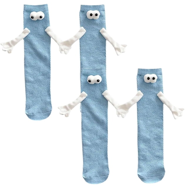Par de Calcetines 3D MagSoxBlue 2Pares Azul 5-9.5US Animados Calcetines Tubo Medio Magnéticos Poliéster.