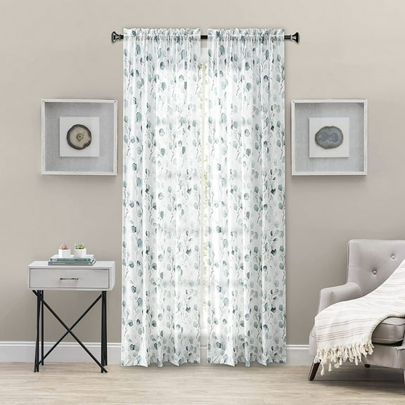 Ellis Curtain Eucalyptus Crushed Taffeta Rod Pocket Tailored Panel - 48x63", Spa