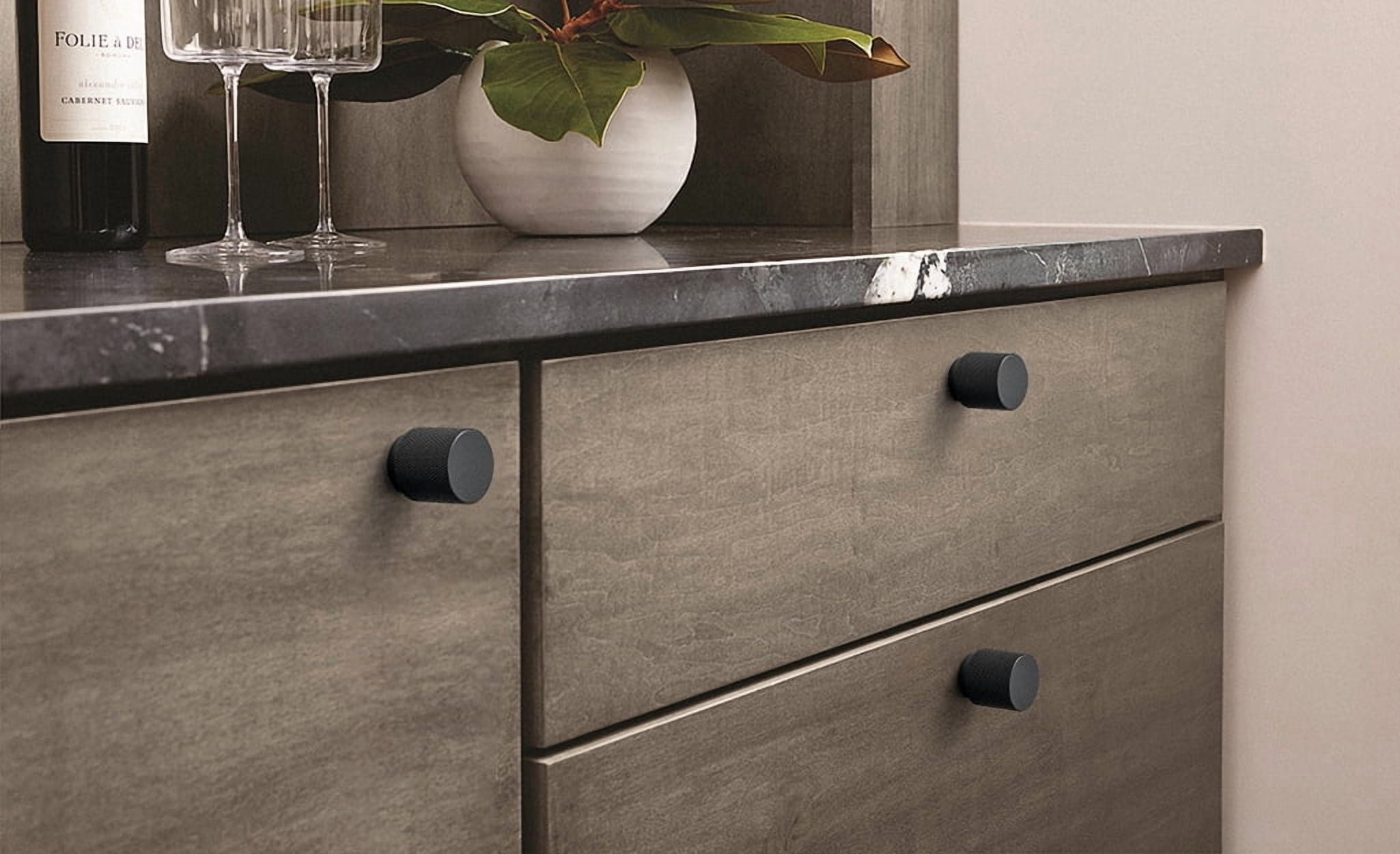 Goo-Ki Knurled Matte Black Cabinet Knobs, Vintage Bronze Drawer Knobs, Solid Retro Brass Single Hole Cabinet Handles for Closet Wardrobe Dresser Cupboard, 6 Pack