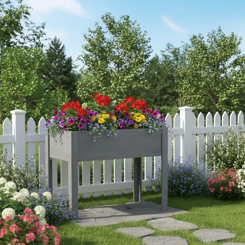 AsterOutdoor Raised Garden Bed with Legs – Elevated Wooden Planter Box 40 x 20 x 31 in for Plants, Flowers, Fruits, Vegetables & Herbs
