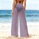 thumbnail image 4 of Pincandy Women See Through Sheer Mesh Pants Beach Swimsuit Bikini Bottom Cover up Party Club Elastic High Waist Wide Leg Pants, 4 of 7
