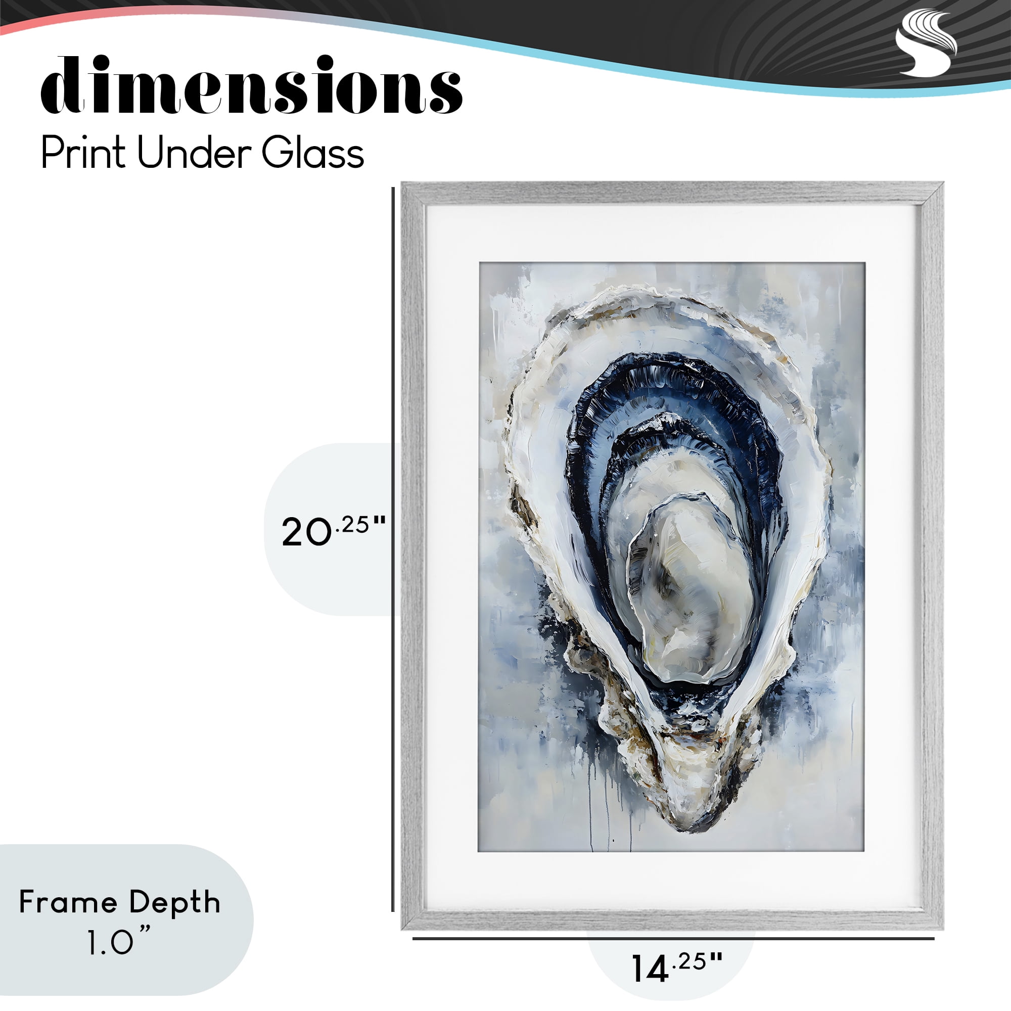 Stupell Industries Blue Oyster Shell Interior Gray Framed Print Under Glass, design by Creative Studio
