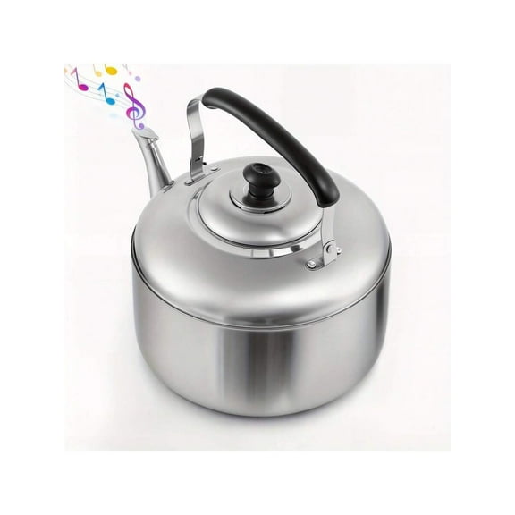 8 Quart Whistling Tea Kettle for Stove Top, Extra Large Stainless Steel Tea Pot with Cool Touch Handle, Induction Compatible, Matte Black