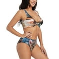 thumbnail image 2 of Wukai Playful Cat Women's Bikini Set Two Piece,wimsuit High Waisted V Neck Twist Front Adjustable Spaghetti Straps Bathing Suit-, 2 of 7