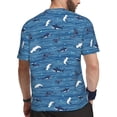 thumbnail image 2 of Wukai Sharks on White Blue Striped Print Men's Short-Sleeved Mesh T-Shirt,Quick-Dry Short Sleeve Workout T-Shirt-Medium, 2 of 8