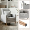 thumbnail image 5 of Single Sofa Armchair — Upholstered Lounge Seat with Removable Pillow and Sturdy Wood Legs, Khaki, 5 of 9