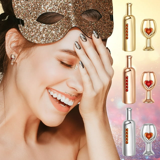 Pendientes de Botella de Vino Ganfancp Joyería Regalo de Cumpleaños 2X (par)