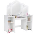 thumbnail image 3 of Costway Vanity Table Set Makeup Dressing Kids Girls Study Table Tri Folding Mirror, 3 of 9