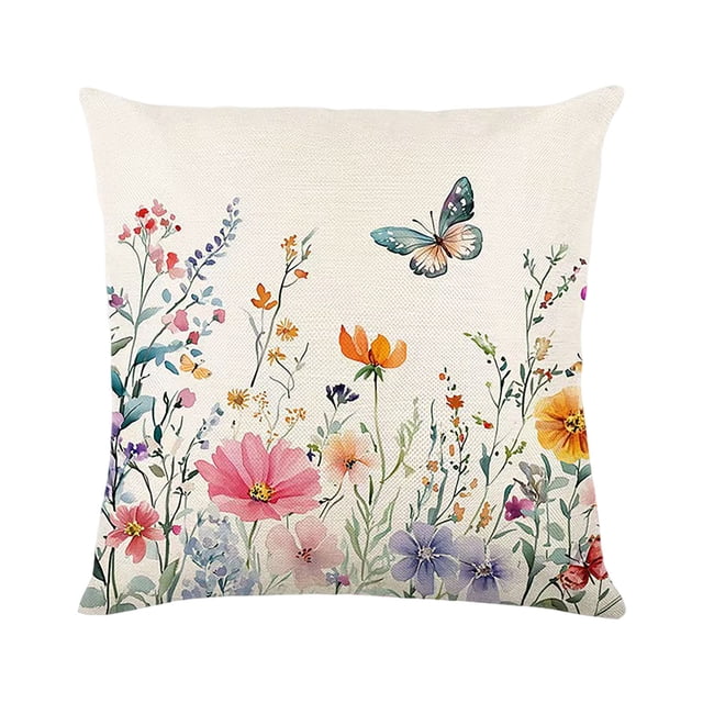 Product Classification Pillow 45x45cm Linen Cushion Cover with Spring Floral Design for Sofa Bedroom – Elegant Home