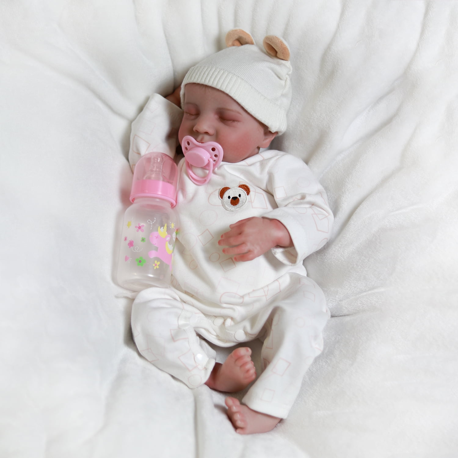 18 inch Lifelike Reborn Girl Doll Vinyl Realistic Newborn Sleeping Girl Soft Cloth Body Dolls Gift