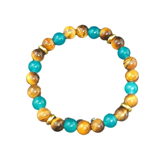 Ojo de Tigre Piedra Pulsera Semi Piedra Joyería El contraste de colores de oro y azul oscuro crear un accesorio llamativo y de moda.