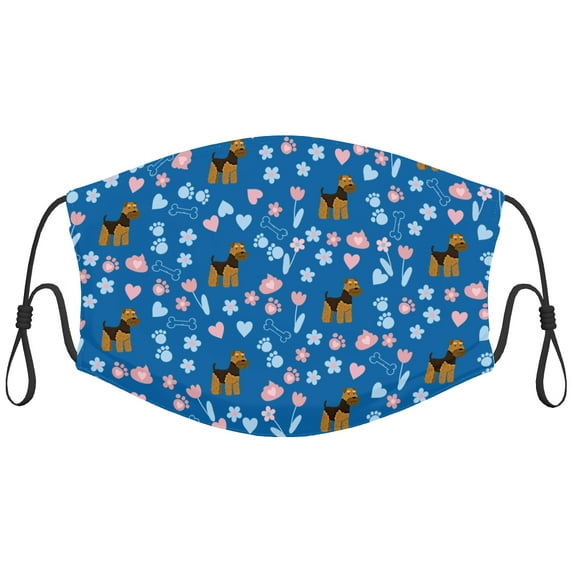 Cute Welsh Terrier Dog Graphic Printed Cloth Face Masks Reusable Washable Adjustable for Child (10 PCS)