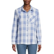 Time and Tru Women's Plaid Button Front Shirt