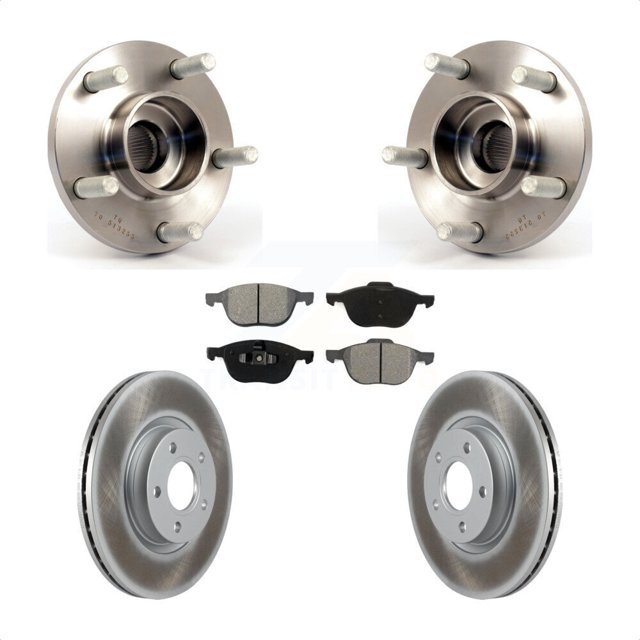 Transit Auto Front Hub Bearing Assembly Coated Disc Brake Rotors and Semi-Metallic Pads Kit for Car Volvo S40 C30 V50 C70 KBB-104085