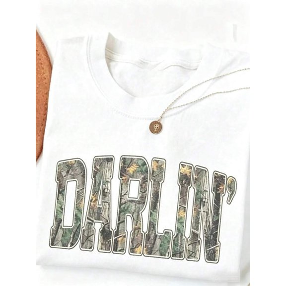 Darlin Retro Camo Country Distressed Cowboy Quote, Camouflage Shirt, Western Concert Shirt, Southern Tee Gift,Rodeo Outfits For Women