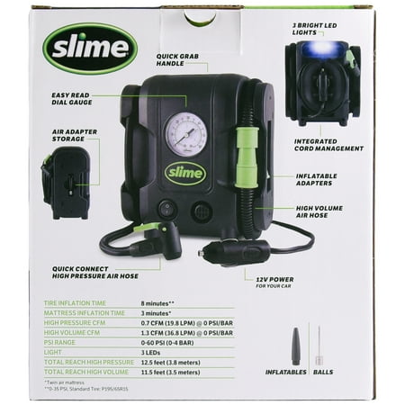 Slime Multi-Purpose Tire Inflator Air Pump 12 Volts - 40076