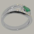 thumbnail image 3 of LBG British Made 9k White Gold Real Genuine Emerald & Cultured Pearl Womens Band Ring - 33 size options - Size 5.75, 3 of 7