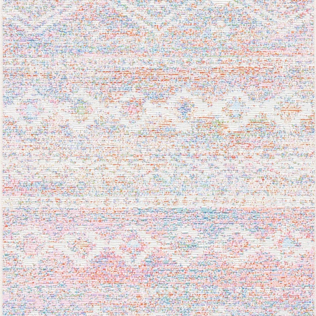 Safavieh Summer Zoja Outdoor Geometric Distressed Runner, Ivory/Pink, 2' x 8'