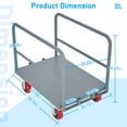 thumbnail image 2 of Heavy Duty Steel Panel Truck, 2000 lbs Capacity Drywall Cart, Platform Flat Cart with 6” Swivel Brake Casters, 1 Front Handlebar and 2 Side Handrails, 2 of 9