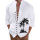 thumbnail image 1 of Camisas Hombre Manga Corta Camisa de manga larga con estampado 3D digital y cuello con botones sueltos para ocio en la playa para hombre (White, M), 1 of 4