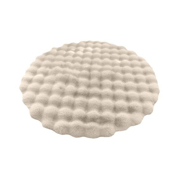 Aihimol Soft Round Rug, 8"x8" Machine Washable Faux Rabbit Fur Rug,Non Slip Fluffy Rugs for Bed, Dorm Bedside, Shaggy and Fuzzy Nursery Rug