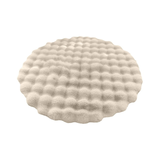 Aihimol Soft Round Rug, 8"x8" Machine Washable Faux Rabbit Fur Rug,Non Slip Fluffy Rugs for Bed, Dorm Bedside, Shaggy and Fuzzy Nursery Rug