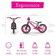 Chillafish Bmxie 2 Lightweight Balance Bike, for Kids 2 to 5 Years, 12 Airless Tires, Pink