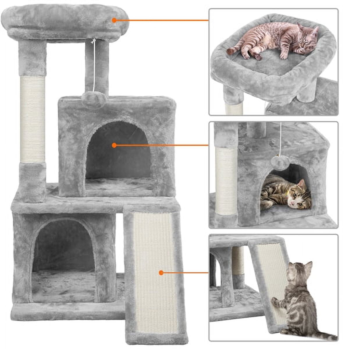 Alden Design 36" Cat Tree with Condo and Scratching Post Tower, Dark Gray