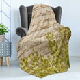 thumbnail image 4 of Brick Wall Soft Flannel Fleece Blanket, Ground Creepy Climbing Wood Ivy Plant Leaf on Brick Wall Nature Flower Invasion, Cozy Plush for Indoor and Outdoor Use, 50" x 60", Green White, by Ambesonne, 4 of 5