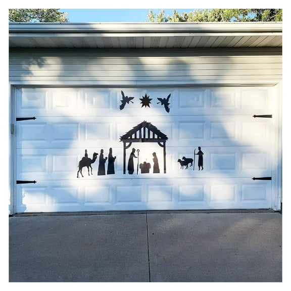Jumbo Nativity Magnet Set, Nativity Manger Scene Christmas Garage Door Magnets Decoration, Black, 19659